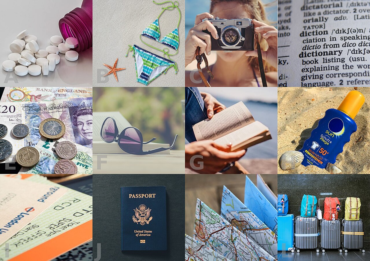 Bagages et accessoires de voyage préparés pour un départ